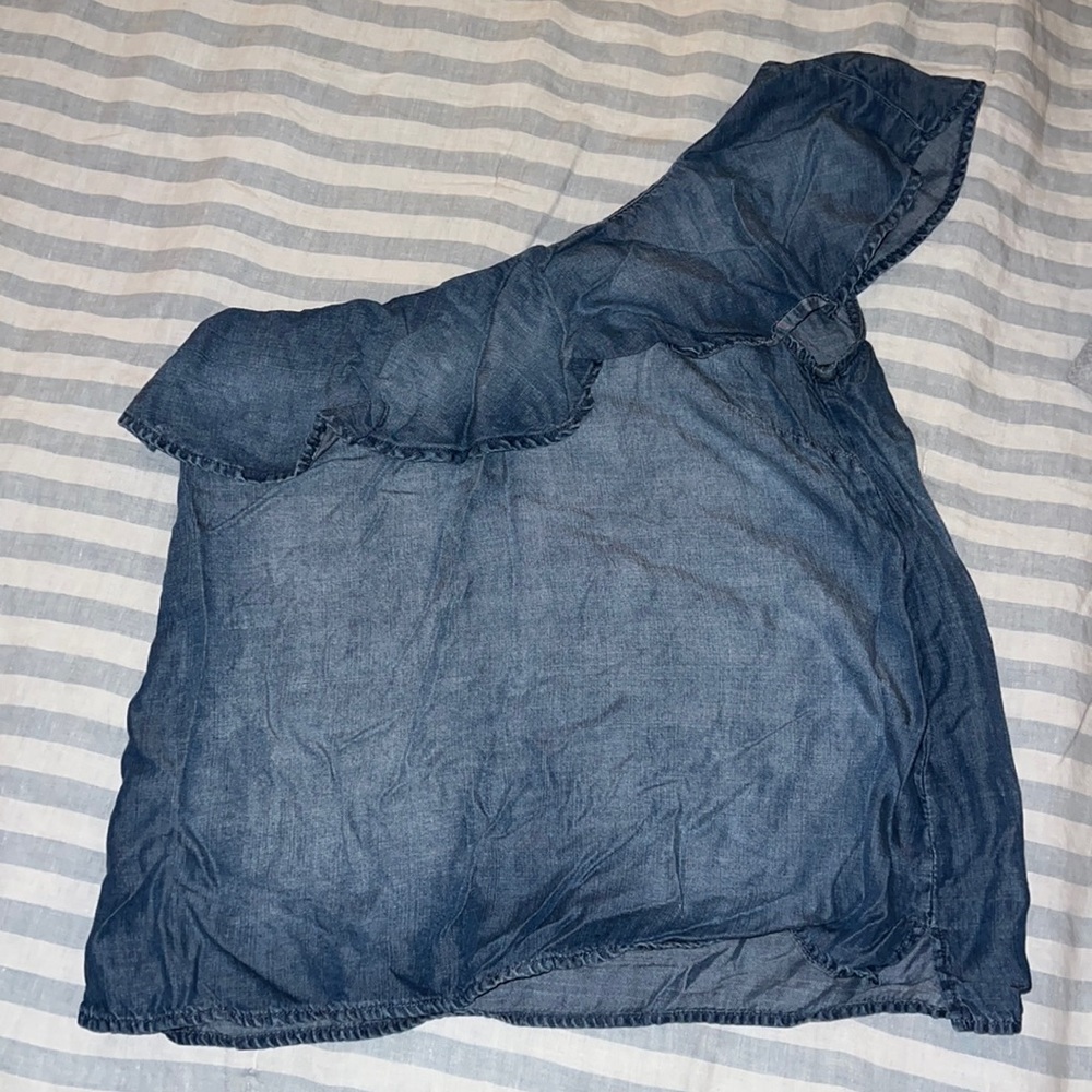 One shoulder denim top